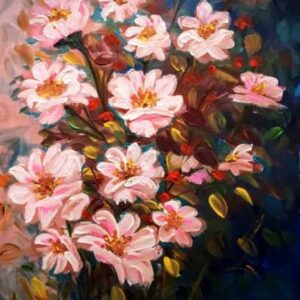 Flowers of spring, acrylics, 16x20 canvas pad