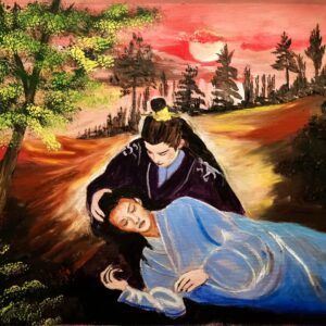 Garden of roses, acrylics, 16x20 canvas pad