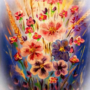 Flowers of summer, acrylics, 16x20 canvas pad