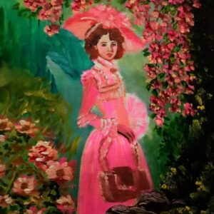 Garden of roses, acrylics, 16x20 canvas pad