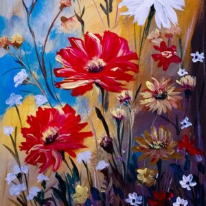 Wild flowers, acrylics 16x20 canvas pad