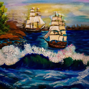 Calling of the sea, acrylics, 16x20 canvas pad, Ildiko's Art, Canada