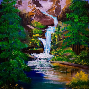 Sang of the Falls, acrylics, 20x24 canvas board, Ildiko's Art, Canada