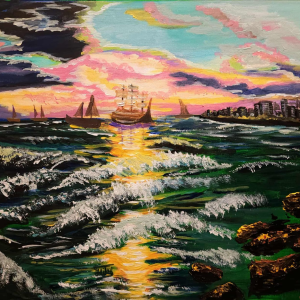The Edge of Horizon, acrylics,  16x20 canvas board,  Ildiko's Art, Canada