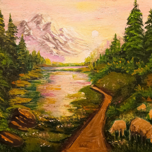 Twilight Medow, acrylics, 16x20 stretched canvas, Ildiko's Art, Canada