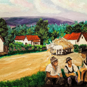 Villages to Remember, acrylics, 20x24 canvas board